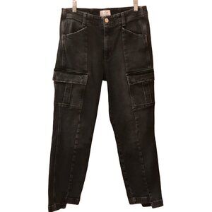 McGuire Black Skinny Jeans Damn Fine Cargo Style Unique Hem Jeans Cotton Stretch